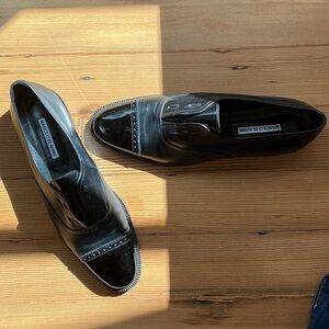 Manolo Blahnik Glossy Black Men's Tuxedo Loafers NWOT